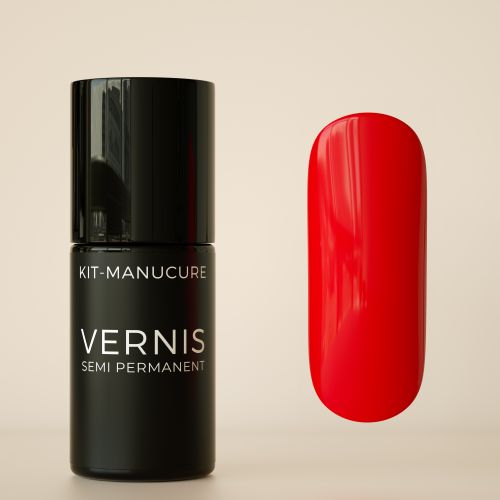 Vernis semi-permanent sans hema Rouge Vif