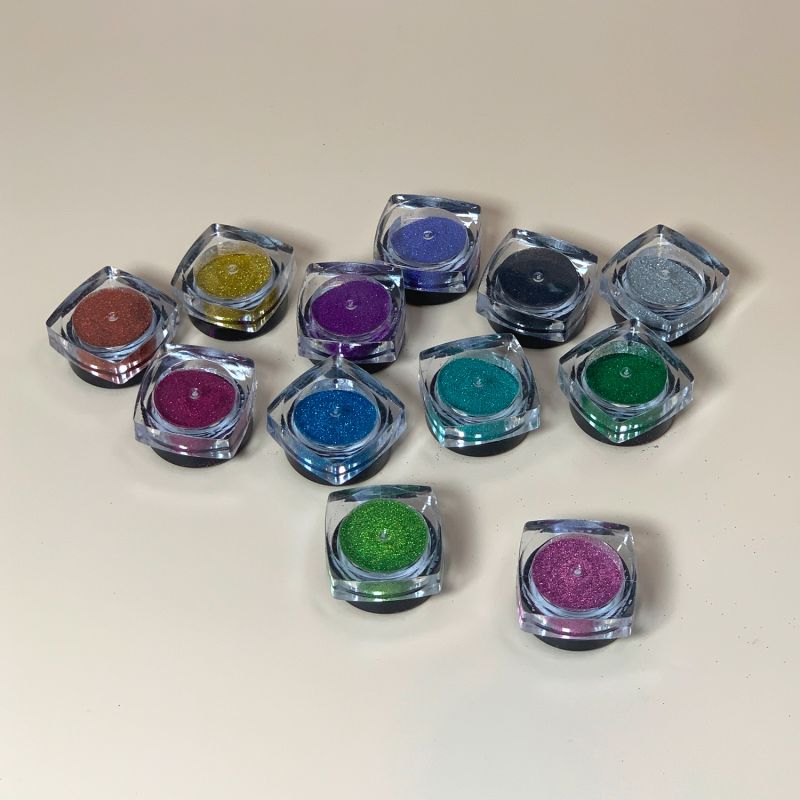 Lot de 12 pots de paillettes colorées