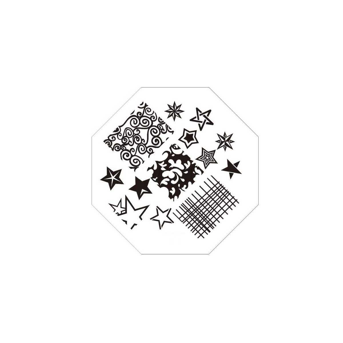 Plaque de Stamping Etoiles et Arabesques