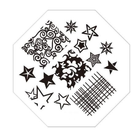 Plaque de Stamping Etoiles et Arabesques