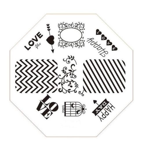 Plaque de Stamping Love, Happy, Zig Zag et Chevrons