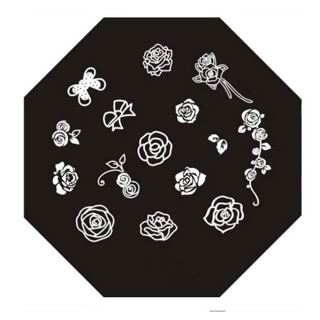 Plaque de Stamping Rose, Fleur et Nœud