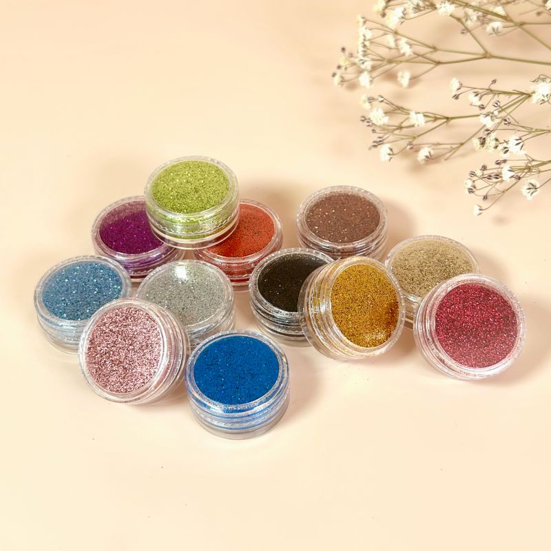 Lot de 12 pots de paillettes colorées...