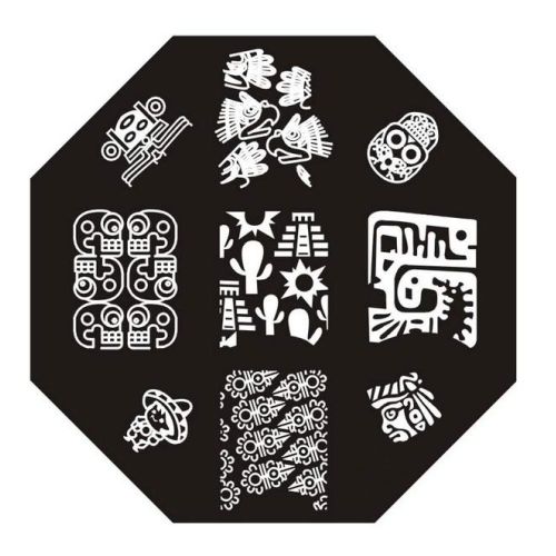 Plaque de Stamping Motifs Mexicains, Cactus et Tête de Mort