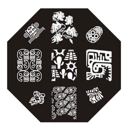 Plaque de Stamping Motifs Mexicains, Cactus et Tête de Mort 