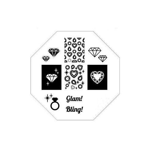 Plaque de Stamping Diamant Glam et Coeur