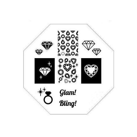 Plaque de Stamping Diamant Glam et Coeur