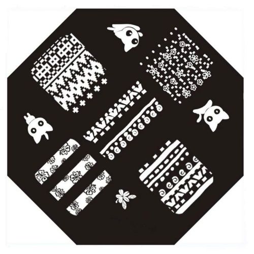 Plaque de Stamping Chat, Motif Aztèque et Fleur