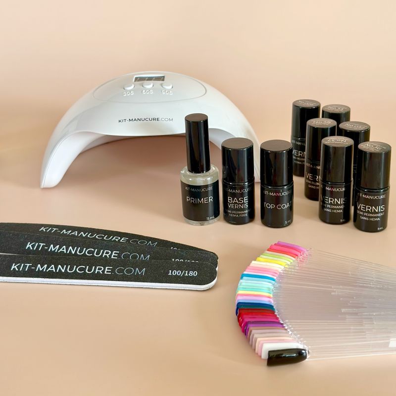 Kit Semi-Permanent 6 Vernis + Gainage + Ponceuse