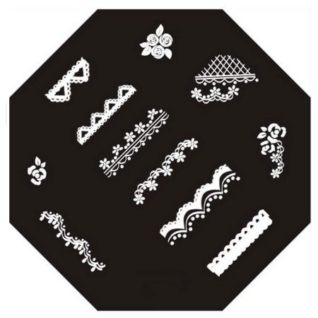 Plaque de Stamping Dentelle et Rose