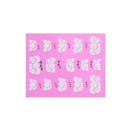 Stickers French Manucure Dentelle Fleurs - Blanc