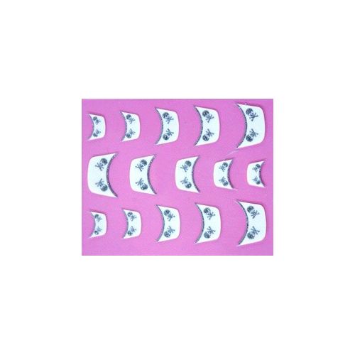 Stickers French Manucure Tête de Mort - Blanc et Argent