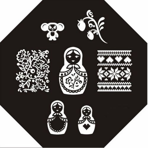 Plaque de Stamping Poupée Russe, Fleurs et Pull en Laine...