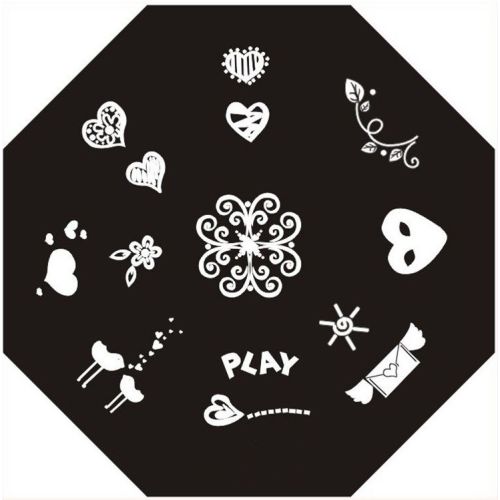 Plaque de Stamping Cœur, Arabesque et Oiseau