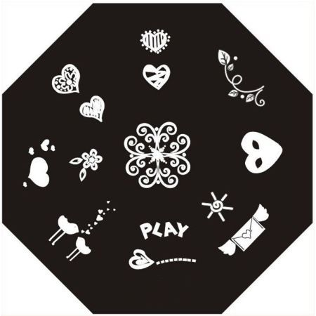 Plaque de Stamping Cœur, Arabesque et Oiseau