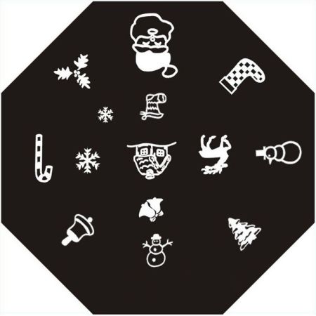Plaque de Stamping Père Noël, Flocon de neige et Sapin de Noël
