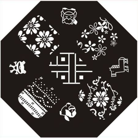 Plaque de Stamping Cheval, Fleur et Grenouille