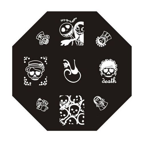 Plaque de Stamping Tête de Mort, Chat et Halloween