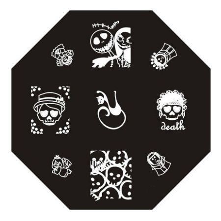 Plaque de Stamping Tête de Mort, Chat et Halloween