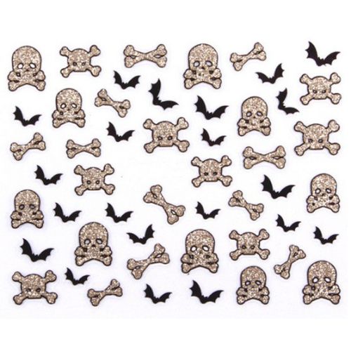 Stickers Tête de Mort et Chauve-Souris - Doré