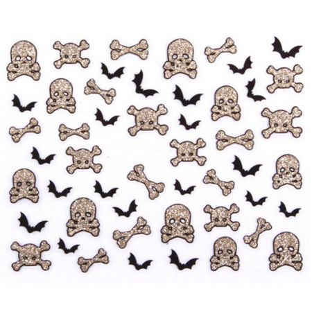 Stickers Tête de Mort et Chauve-Souris - Doré