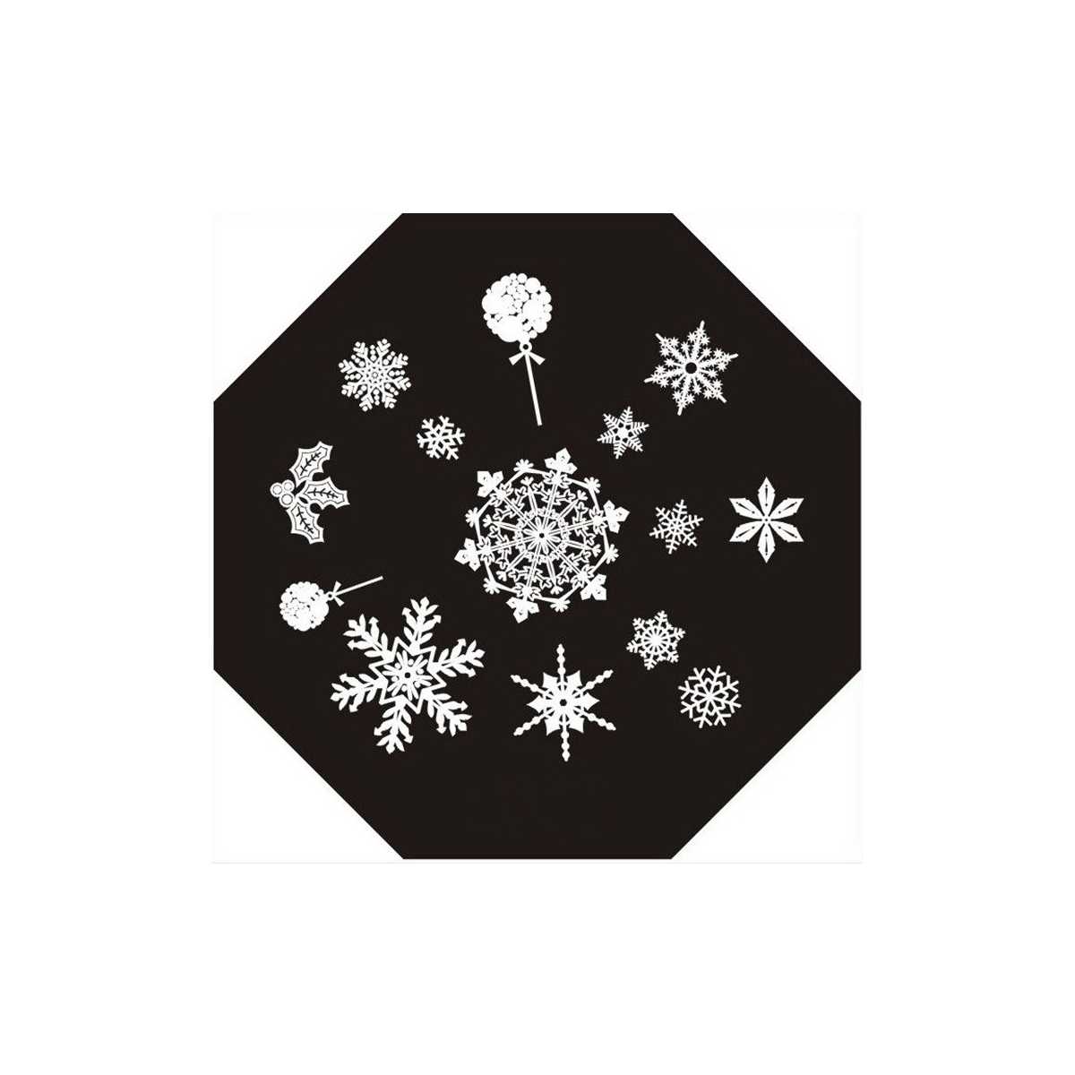 Plaque de Stamping de Noël, Flocon de Neige et Boule de Noël