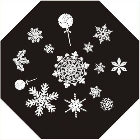 Plaque de Stamping de Noël, Flocon de Neige et Boule de Noël