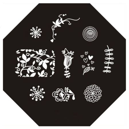 Plaque de Stamping Fleur Délicate et Végétation