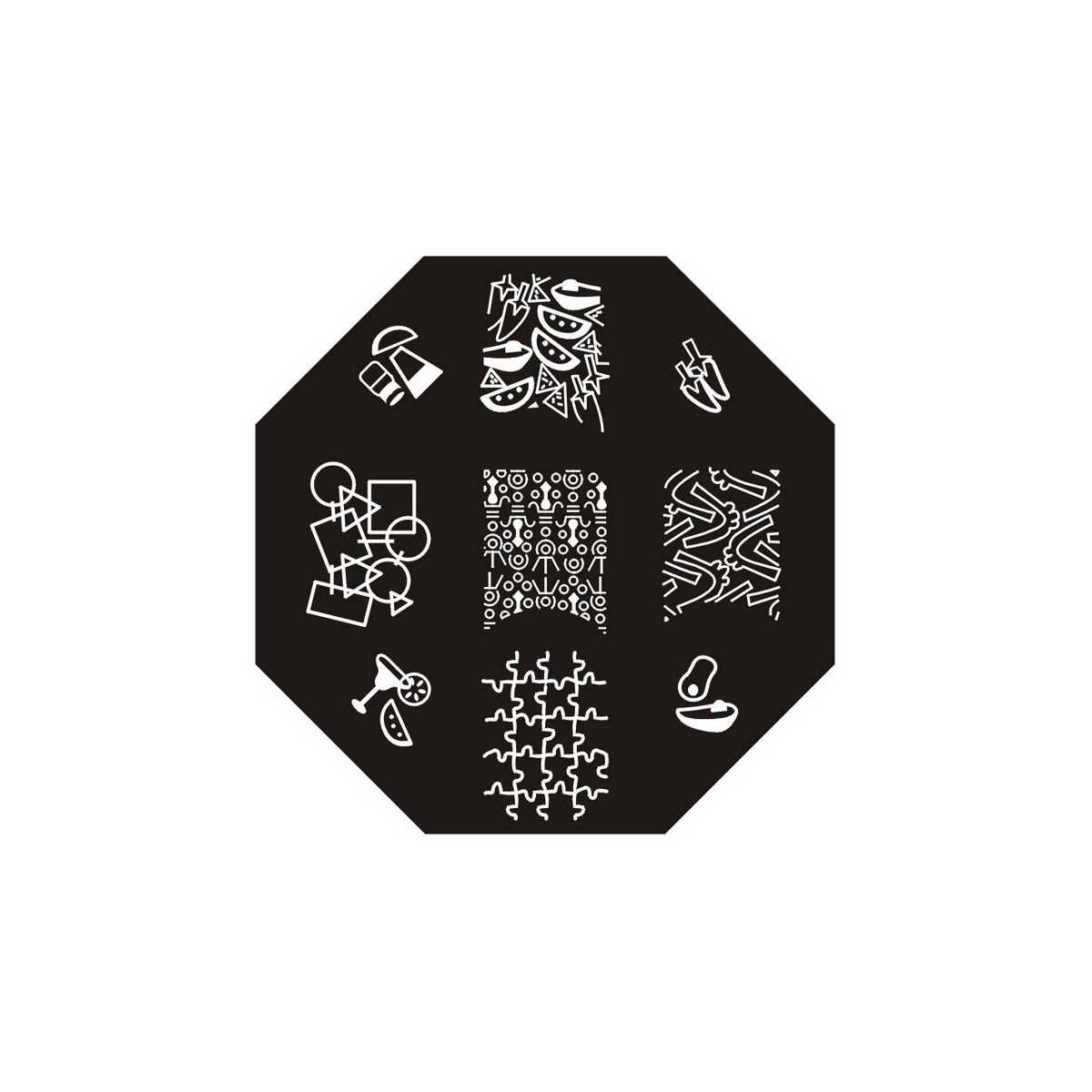 Plaque de Stamping Cocktail, Puzzle et Formes Géométriques 
