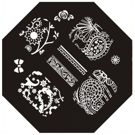 Plaque de Stamping Arabesque, Fleur et Nœud