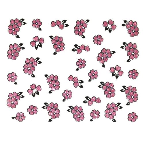 Stickers à Paillettes Fleurs - Rose