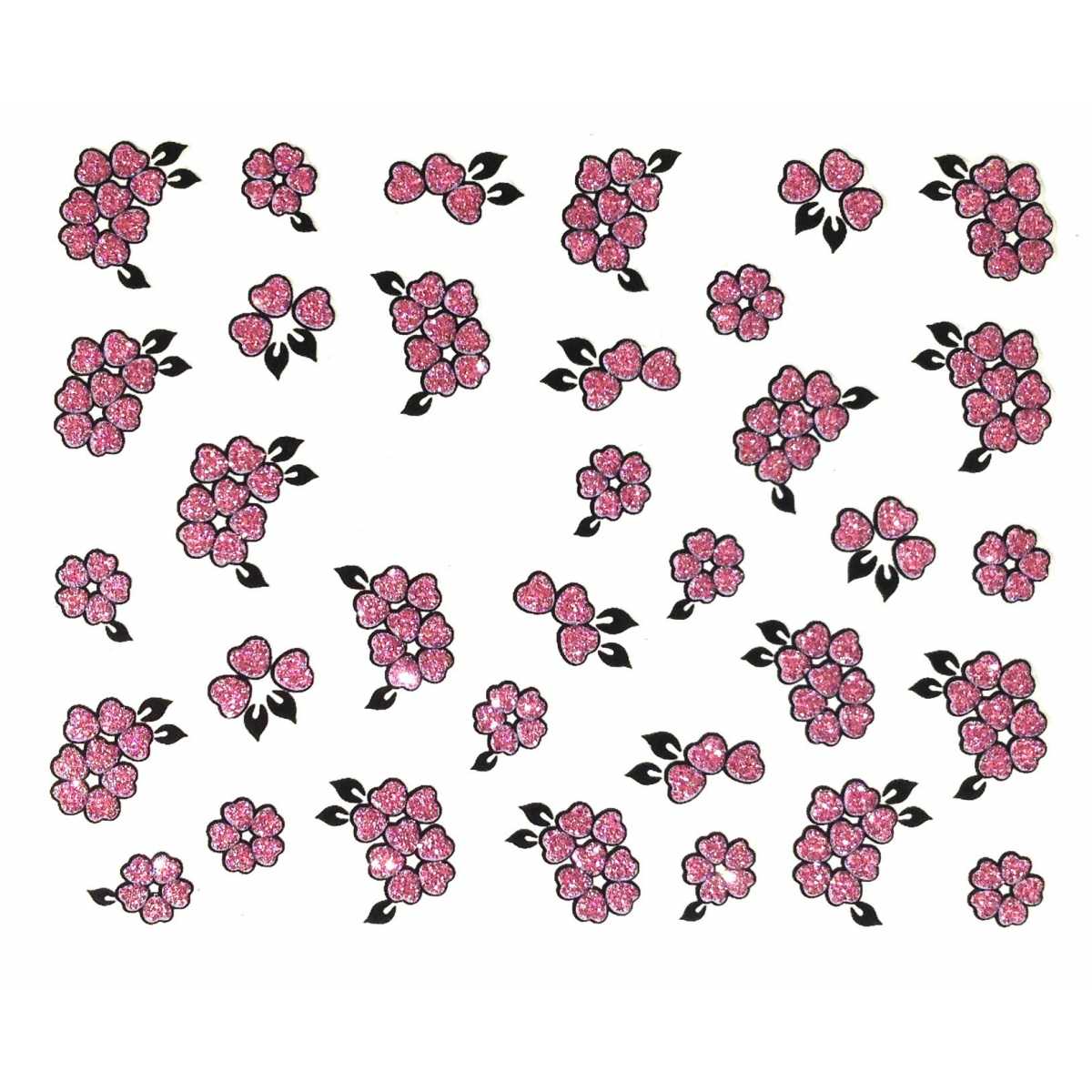 Stickers à Paillettes Fleurs - Rose
