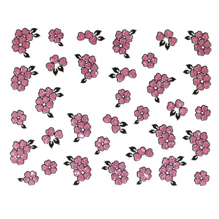 Stickers à Paillettes Fleurs - Rose