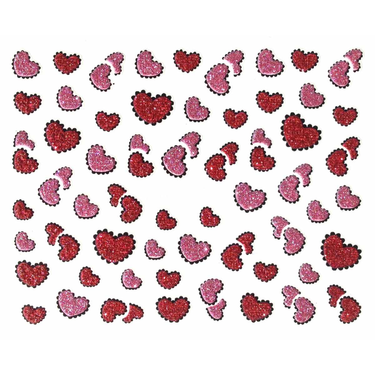 Stickers à paillettes Cœur - Rouge et Rose