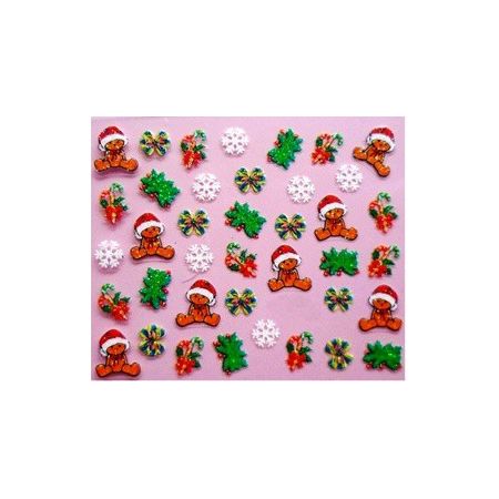 Stickers Ourson de Noël, Flocons et Buis