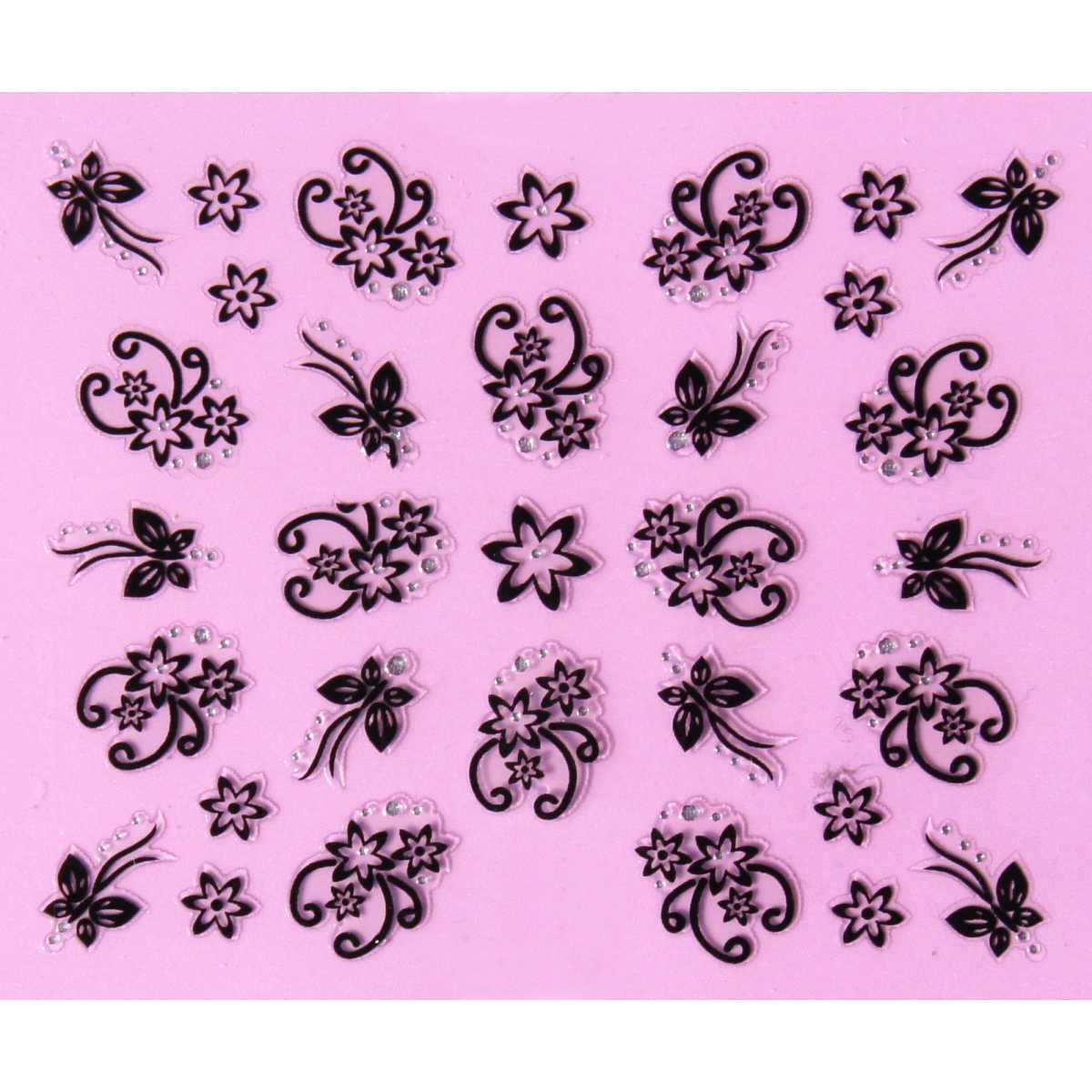 Stickers Fleurs et Papillons - Argent