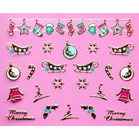 Stickers de Noël Traîneau, Flocon de Neige et Déco de Noël - Doré