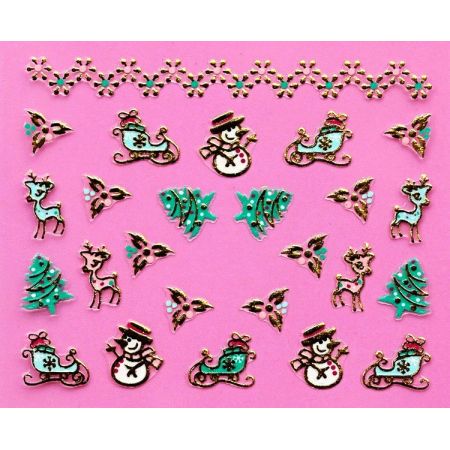Stickers de Noël, Sapin, Bonhomme de Neige et Traîneau du Père Noël