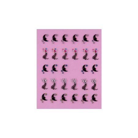 Stickers Etoile Filante et Lune avec Strass