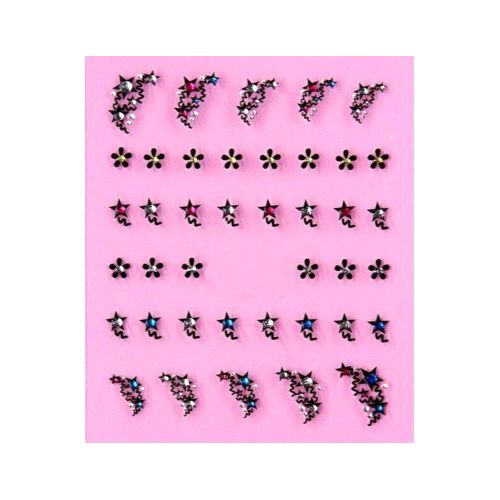 Stickers Etoile Filante et Fleurs avec Strass