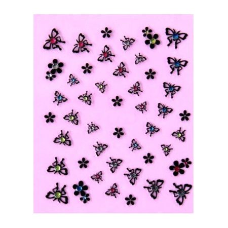 Stickers Papillons et Fleurs à Strass