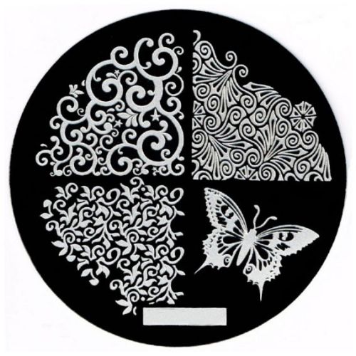 Plaque de Stamping Papillons et Arabesques