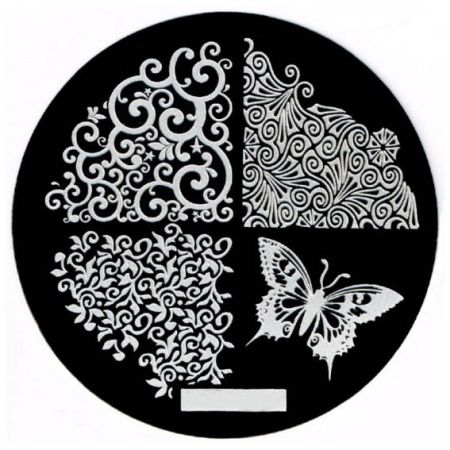 Plaque de Stamping Papillons et Arabesques