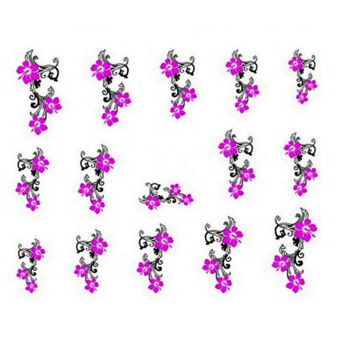 Water Decals Fleurs D'hibiscus - Noir et Rose