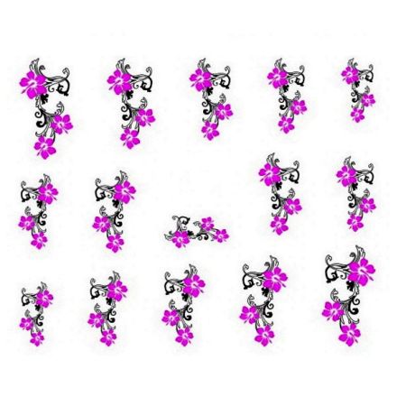 Water Decals Fleurs D'hibiscus - Noir et Rose
