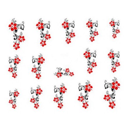 Water Decals Fleurs D'hibiscus - Noir et Rouge