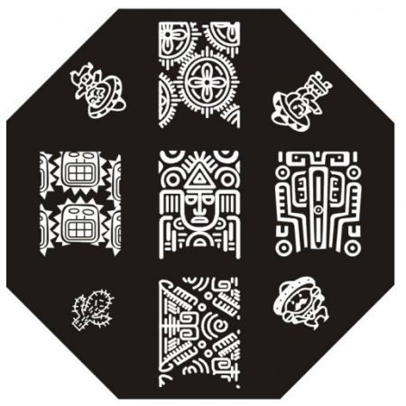 Plaque de Stamping Aztèque, Mexicains, Soleil et Cactus