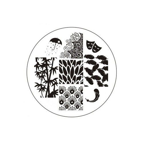 Plaque de Stamping Palmiers, Plumes Parapluie et Masques...