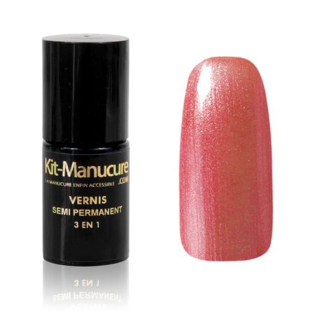 Vernis Semi-Permanent 3 en 1 Corail à Paillettes
