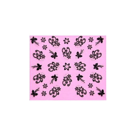 Stickers ongles Noir et Strass